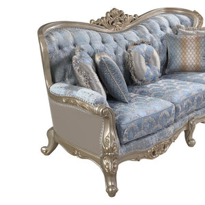 English Elm Royale European Formal Sofa with Damask Fabric Carved Frame and Button Tufted Back B009P485508