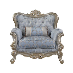 English Elm Royale Tufted Damask Accent Chair with Carved Champagne Frame for Formal Living Rooms B009P485510