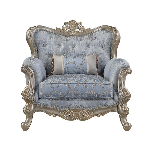 English Elm Royale Tufted Damask Accent Chair with Carved Champagne Frame for Formal Living Rooms B009P485510