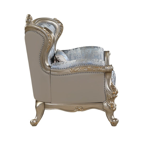 English Elm Royale Tufted Damask Accent Chair with Carved Champagne Frame for Formal Living Rooms B009P485510