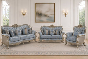 English Elm Royale Tufted Damask Accent Chair with Carved Champagne Frame for Formal Living Rooms B009P485510