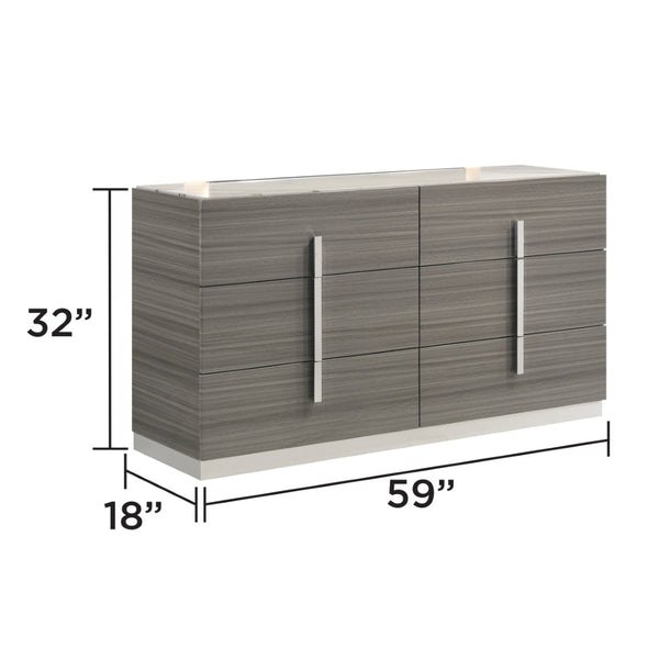 English Elm Altima Six Drawer Dresser Faux Marble Top Lacquer Finish Floating Base Bedroom B009P486914