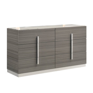 English Elm Altima Six Drawer Dresser Faux Marble Top Lacquer Finish Floating Base Bedroom B009P486914