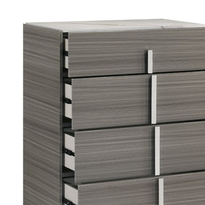 English Elm Altima Five Drawer Tall Chest with Marble Style Top and Maple Lacquer Bedroom Storage B009P486917