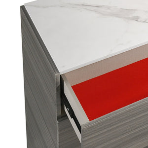 English Elm Altima Five Drawer Tall Chest with Marble Style Top and Maple Lacquer Bedroom Storage B009P486917
