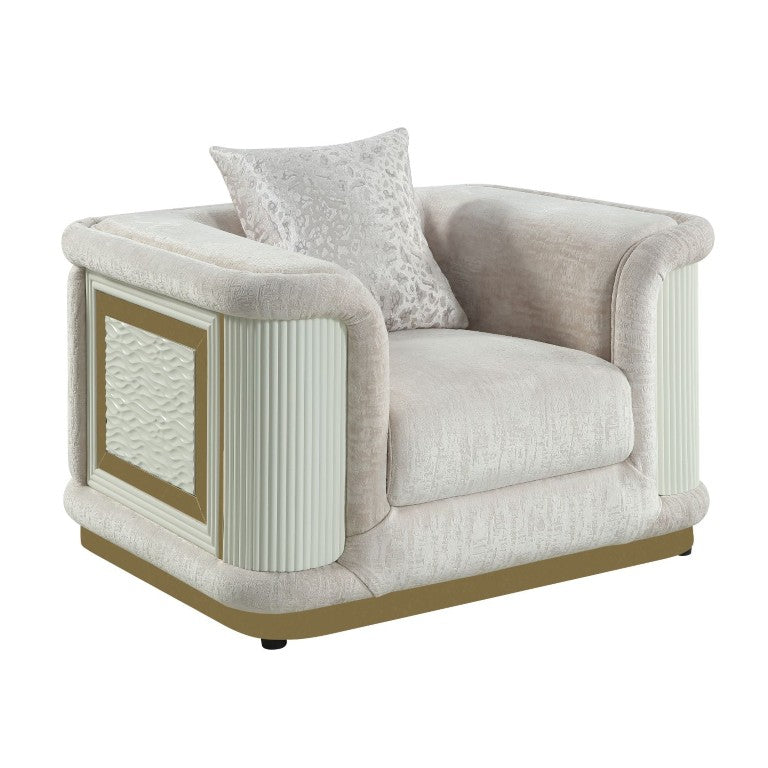 English Elm Bona Contemporary Accent Chair Gray Fabric Gold Diamond Panels Living Room Seating B009P495786
