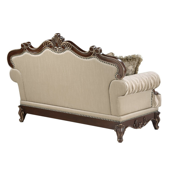 English Elm Lotus Formal Traditional Loveseat with Plush Upholstery and Gold Brush Accent Frame B009P510862
