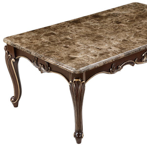 English Elm Lotus Wood Coffee Table with Hand-applied Gold Brush Detailing for Formal Living Rooms B009P510864