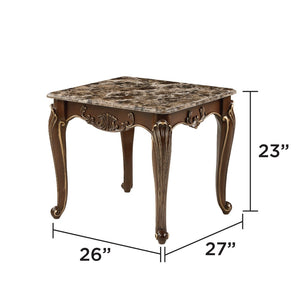 English Elm Lotus Traditional Wood End Table with Champagne Gold Brushed Finish for Living Rooms B009P510865