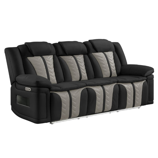 English Elm Cruiser Power Reclining Sofa with Massage LED Lighting and Media Storage in Faux Leather B009P529365