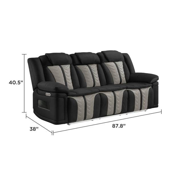 English Elm Cruiser Power Reclining Sofa with Massage LED Lighting and Media Storage in Faux Leather B009P529365