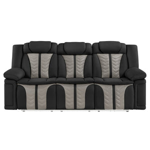 English Elm Cruiser Power Reclining Sofa with Massage LED Lighting and Media Storage in Faux Leather B009P529365