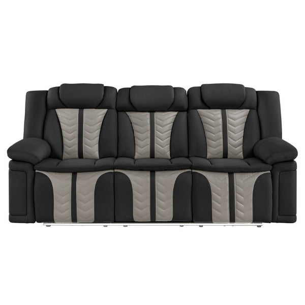 English Elm Cruiser Power Reclining Sofa with Massage LED Lighting and Media Storage in Faux Leather B009P529365