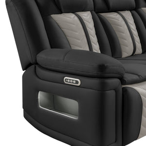 English Elm Cruiser Power Reclining Sofa with Massage LED Lighting and Media Storage in Faux Leather B009P529365