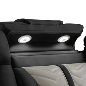 English Elm Cruiser Power Reclining Sofa with Massage LED Lighting and Media Storage in Faux Leather B009P529365