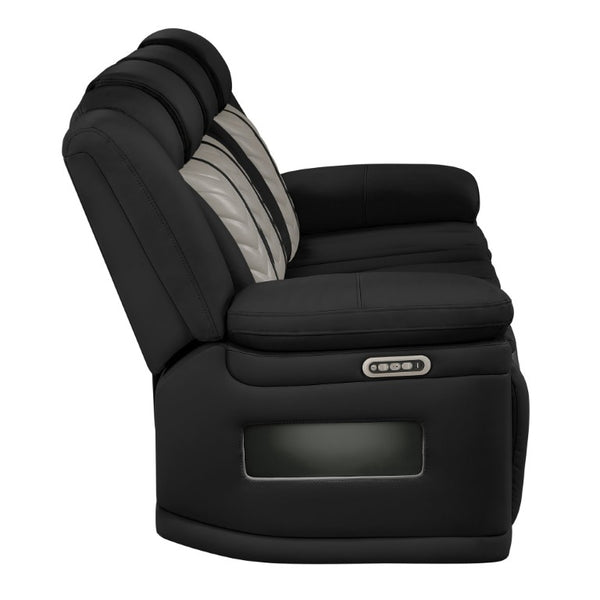 English Elm Cruiser Power Reclining Sofa with Massage LED Lighting and Media Storage in Faux Leather B009P529365