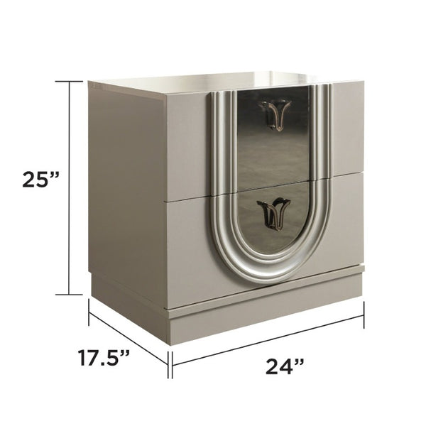 English Elm Lesli Mirrored 2 Drawer Nightstand with Gloss Lacquer Finish for Modern Bedrooms B009P537827