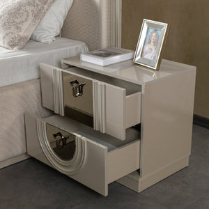 English Elm Lesli Mirrored 2 Drawer Nightstand with Gloss Lacquer Finish for Modern Bedrooms B009P537827