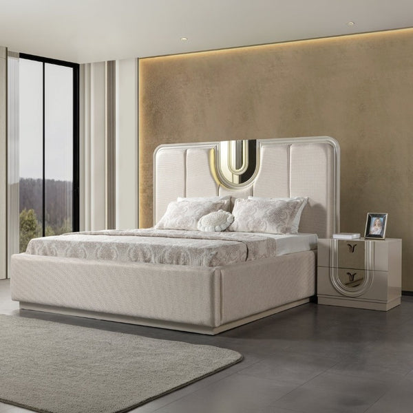 English Elm Lesli Mirrored 2 Drawer Nightstand with Gloss Lacquer Finish for Modern Bedrooms B009P537827