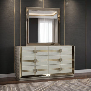 English Elm Latoya Champagne Metallic Dresser Mirror Elegant Bedroom Accent with Warm Reflective Frame B009P537846