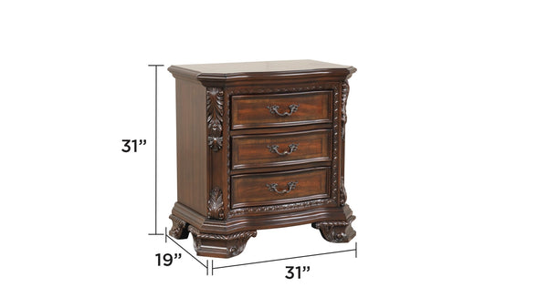English Elm Traditional Walnut King Bedroom Set with Hand-carved Solid Wood Detailing Five Pieces B009S01352