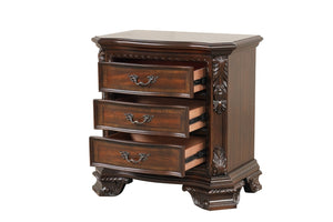 English Elm Traditional Walnut King Bedroom Set with Hand-carved Solid Wood Detailing Five Pieces B009S01352