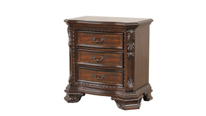 English Elm Traditional Walnut King Bedroom Set with Hand-carved Solid Wood Detailing Five Pieces B009S01352