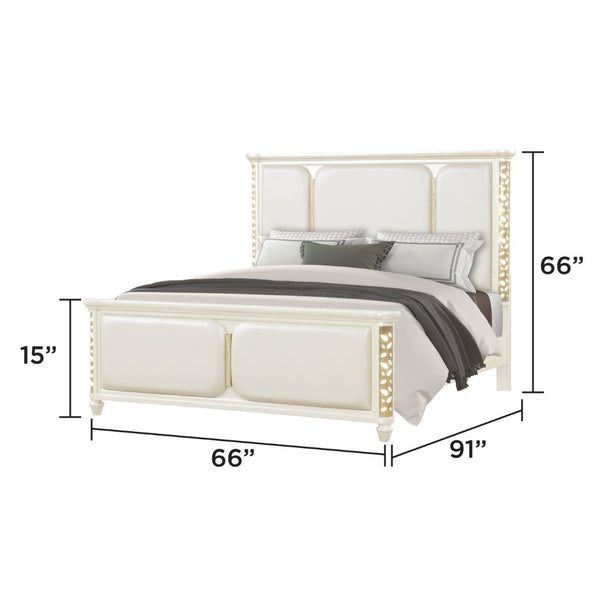 English Elm Cinderella Queen Upholstered Bed with Ambient LED Lighting and Gold Metallic Trim Accents B009S02147