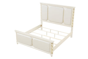 English Elm Cinderella Queen Upholstered Bed with Ambient LED Lighting and Gold Metallic Trim Accents B009S02147