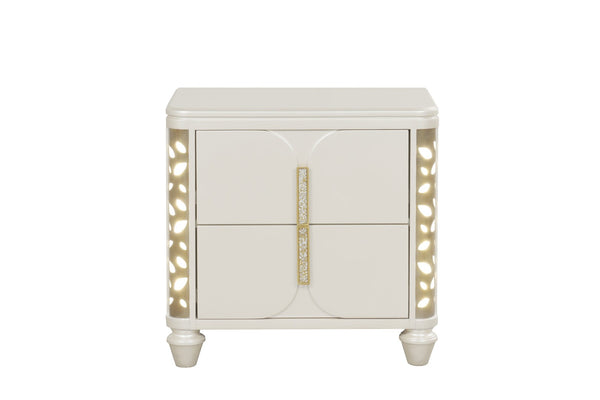 English Elm Cinderella Queen Bedroom Set with Led Lighting Tufted Headboard and Gold Hardware B009S02149