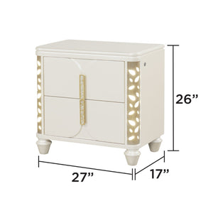 English Elm Cinderella Queen Bedroom Set with Led Lighting Tufted Headboard and Gold Hardware B009S02149