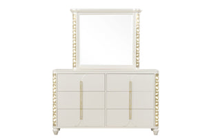English Elm Cinderella Queen Bedroom Set with Led Lighting Tufted Headboard and Gold Hardware B009S02149