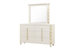 English Elm Cinderella Queen Bedroom Set with Led Lighting Tufted Headboard and Gold Hardware B009S02149