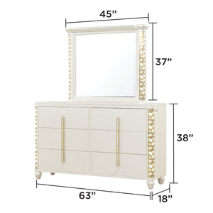 English Elm Cinderella Queen Bedroom Set with Led Lighting Tufted Headboard and Gold Hardware B009S02149