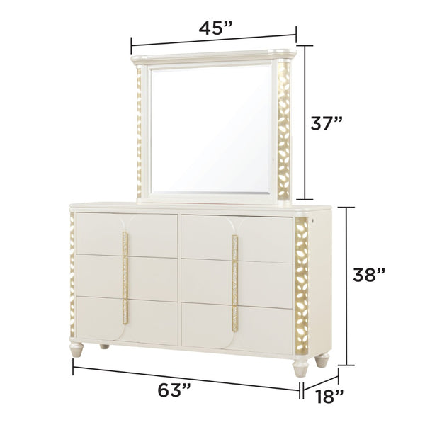 English Elm Cinderella Queen Bedroom Set with Led Lighting Tufted Headboard and Gold Hardware B009S02149