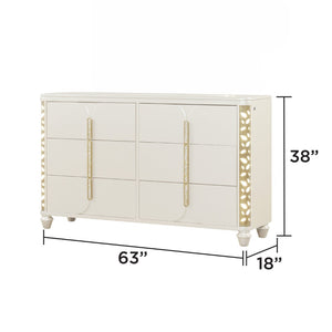 English Elm Cinderella Queen Bedroom Set with Led Lighting Tufted Headboard and Gold Hardware B009S02149