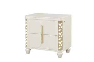 English Elm Cinderella Queen Bedroom Set with Led Lighting Tufted Headboard and Gold Hardware B009S02149