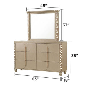 English Elm Cinderella Traditional King Bedroom Set with LED Lighting Upholstered Bed Gold Accents B009S02151