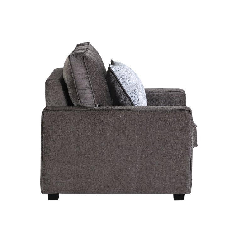 English Elm Rita Contemporary Fabric Accent Chair with LED Base Lighting for Modern Living Rooms Charcoal B009S02191