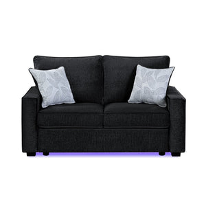 English Elm Rita Contemporary Loveseat with LED Base Lighting Textured Fabric and Block Leg Frame B009S02202