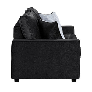 English Elm Rita Contemporary Loveseat with LED Base Lighting Textured Fabric and Block Leg Frame B009S02202