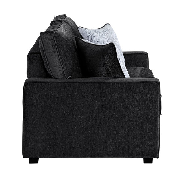 English Elm Rita Contemporary Loveseat with LED Base Lighting Textured Fabric and Block Leg Frame B009S02202