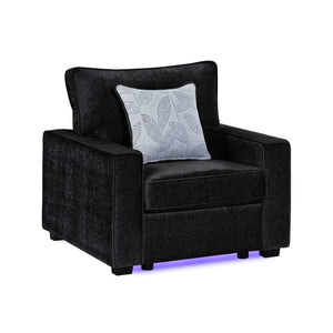 English Elm Rita Contemporary Accent Chair with Integrated LED Lighting and Solid Wood Base B009S02203