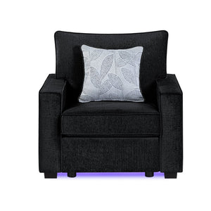 English Elm Rita Contemporary Accent Chair with Integrated LED Lighting and Solid Wood Base B009S02203