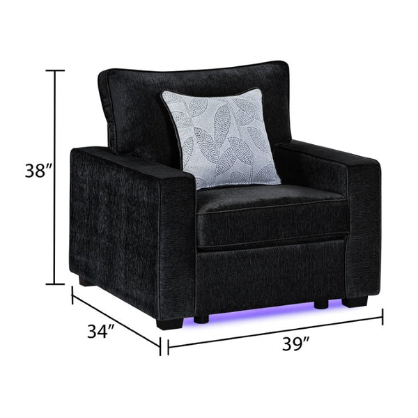 English Elm Rita Contemporary Accent Chair with Integrated LED Lighting and Solid Wood Base B009S02203