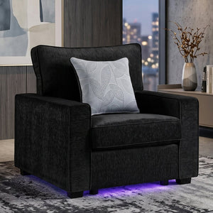 English Elm Rita Contemporary Accent Chair with Integrated LED Lighting and Solid Wood Base B009S02203