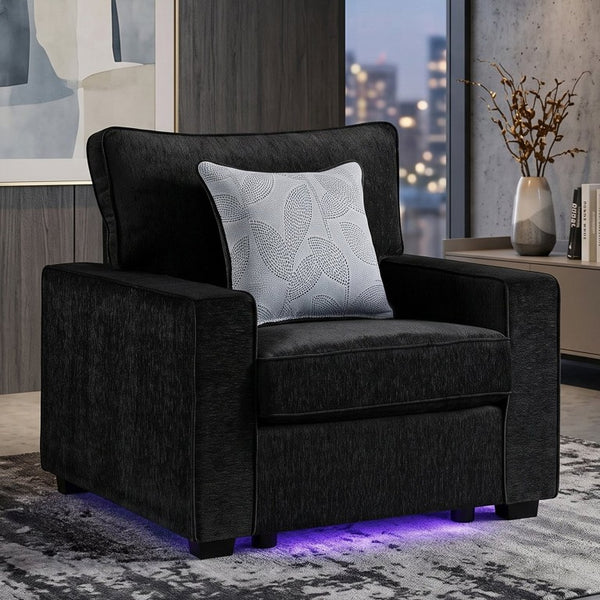English Elm Rita Contemporary Accent Chair with Integrated LED Lighting and Solid Wood Base B009S02203