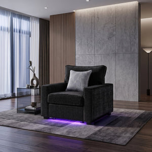 English Elm Rita Contemporary Accent Chair with Integrated LED Lighting and Solid Wood Base B009S02203