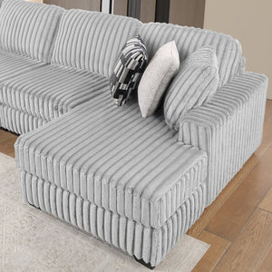 English Elm Snuggle U-shaped Modular Sectional Ribbed Polyester Upholstery for Modern Living Rooms Gray B009S02204