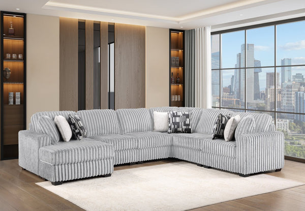 English Elm Snuggle U-shaped Modular Sectional Ribbed Polyester Upholstery for Modern Living Rooms Gray B009S02204